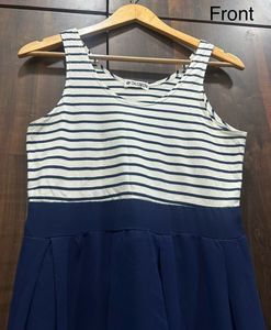 Blue Maxi Dress with Striped Top