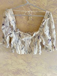 Floral Smocked Square Neck Top