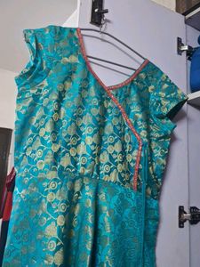 Beautiful Teal Brocade Ethnic Gown