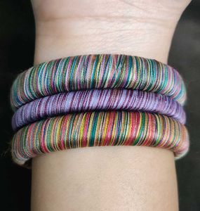 Multicolour Set Of 3 🌈 🌈 🌈 silk thread bangles