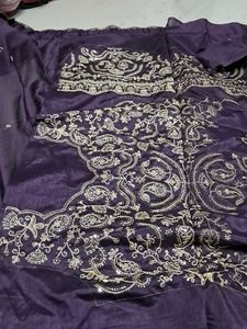 Elegant Purple Saree with Embroidery