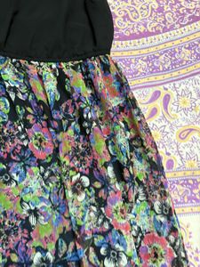 Chic Black &amp; Floral Skater Dress
