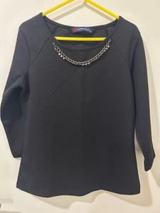 Black Chic Combo: Textured &amp; Ruffled Mesh Top