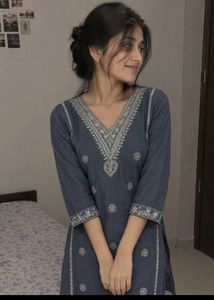 Elegant Grey Embroidered Kurta Set
