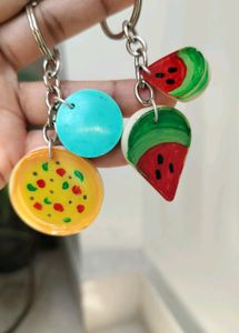 Handmade Funky Food Keychain ( SET OF 2 KECHAINS)