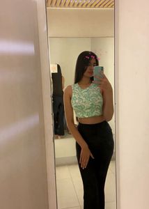 Green Heart Pattern Crop Top