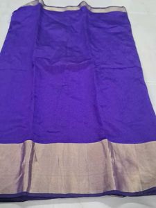 Vibrant Purple Saree with Golden Border