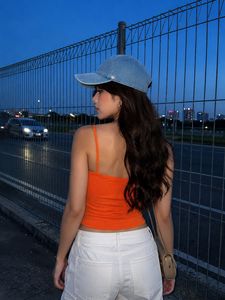 Orange Ribbed Tank Top