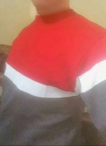 Unused Red And Gray Color Sweater.