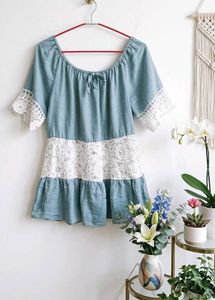 Off-Shoulder Denim Lace top