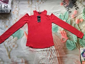 Chic Cold Shoulder Orange Top