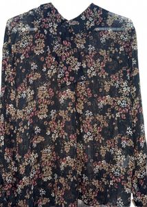 Sheer Floral Print Long Sleeve Top