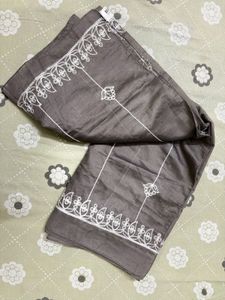 Embroidered Grey Scarf