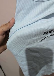 Baby Blue 'New York' Cut-out Tank Top