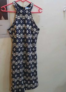 Blue And White Embroidered Halter Neck padded Min