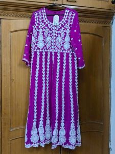 Vibrant Purple Embroidered Anarkali Suit Set