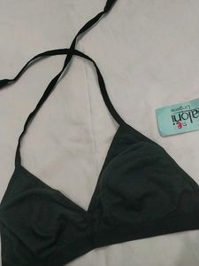 Black Halter Neck Bra with Ties