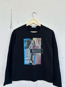Black Graphic Print Long Sleeve Tee