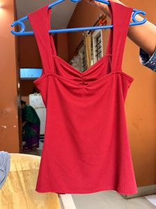 Chic Red Ribbed Tank Top