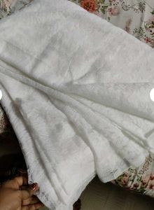 Elegant White net saree with blouse piece