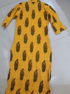 Yellow Floral Print Kurta