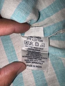U.S.P.A striped Linen blend tailored fit shirt