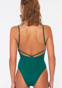 Trendyol Green Solid Swimsuit