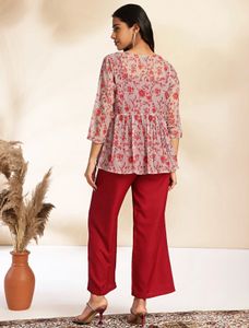 Floral Print Kurta Set with Palazzo
