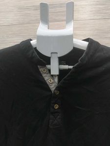 Men's Black Long Sleeve Henley Shirt