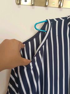 Chic Striped Cold Shoulder Top