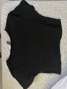 Black "DRAMATIC" Rhinestone Crop Top