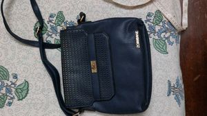 Chic Navy Blue Textured Handbag