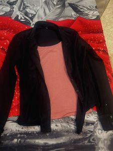Stylish Black Shirt and Pink Top Set