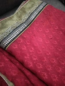 Elegant Red Saree with Embellished Border