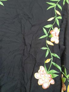 Black Embroidered Cold Shoulder Blouse