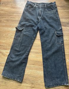 Women's Cargo Jeans - Dark Wash
