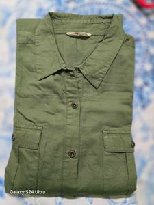 Olive Green Button-Up Shirt