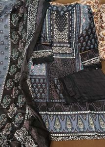 Elegant Black Printed Kurta Set