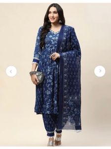 Floral Printed Kurta With Salwar And Dupatta