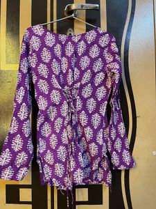 Purple Block Print Kurta