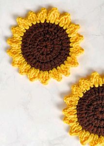 Sunflower Crochet Coasters