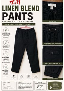 H&M Linen Blend Black Pants
