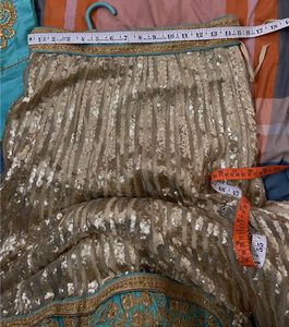Teal &amp; Gold Lehenga Set