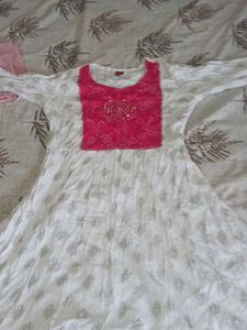Elegant White &amp; Pink Anarkali