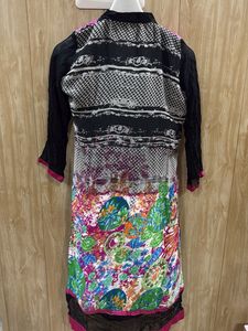Chiffon Black Thread Embroidery Kurti