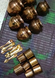 Vintage Copper Kalash Pots/Glass/Spoon Set