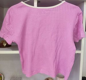 Cute Pink Ribbed Cropped Top