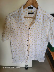 Men's White Floral Print Casual Shirt