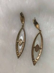 Elegant Drop Earrings with White Stones