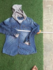 Denim Hooded Shirt for Women